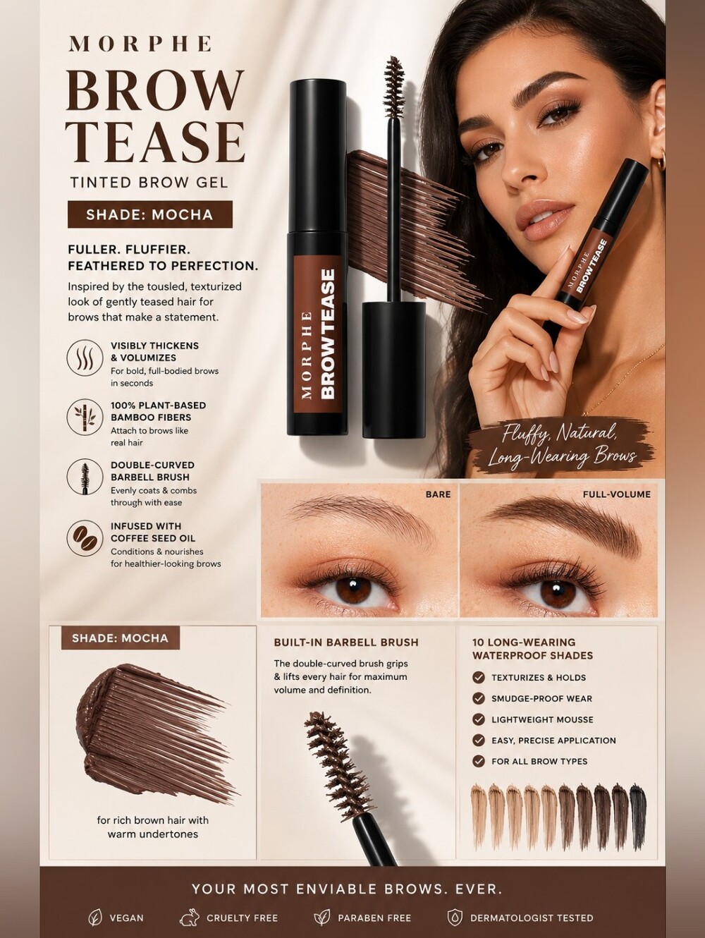 Morphe Brow Tease Tinted Brow Gel – Mocha
